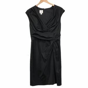 Suzi Chin for Maggy Boutique V Neck Ruched Little Black Dress 10
